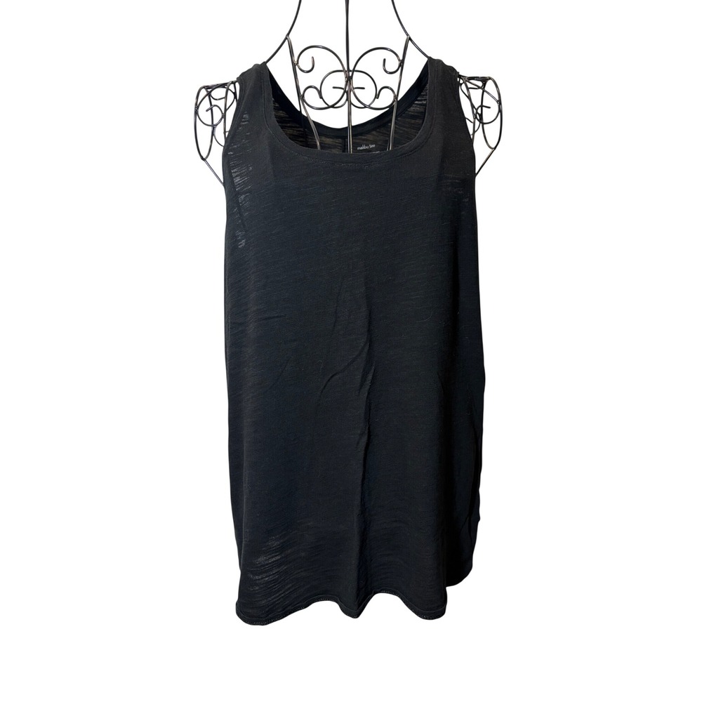 Banana Republic Black Slub Tank Top Women Large Scoop Neck Cotton Modal